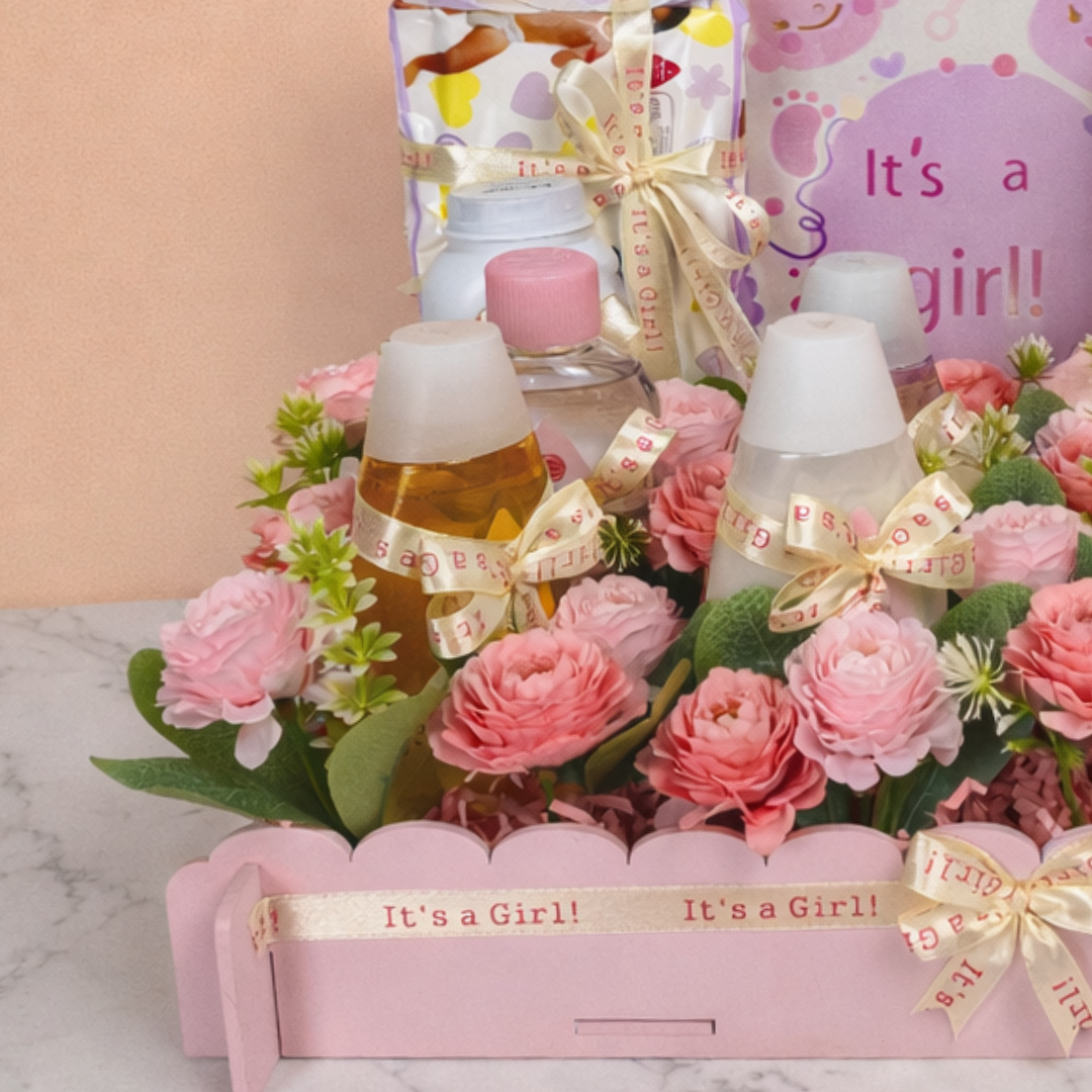It’s a Girl Customized Baby Gift Hamper with Johnson’s Baby Products