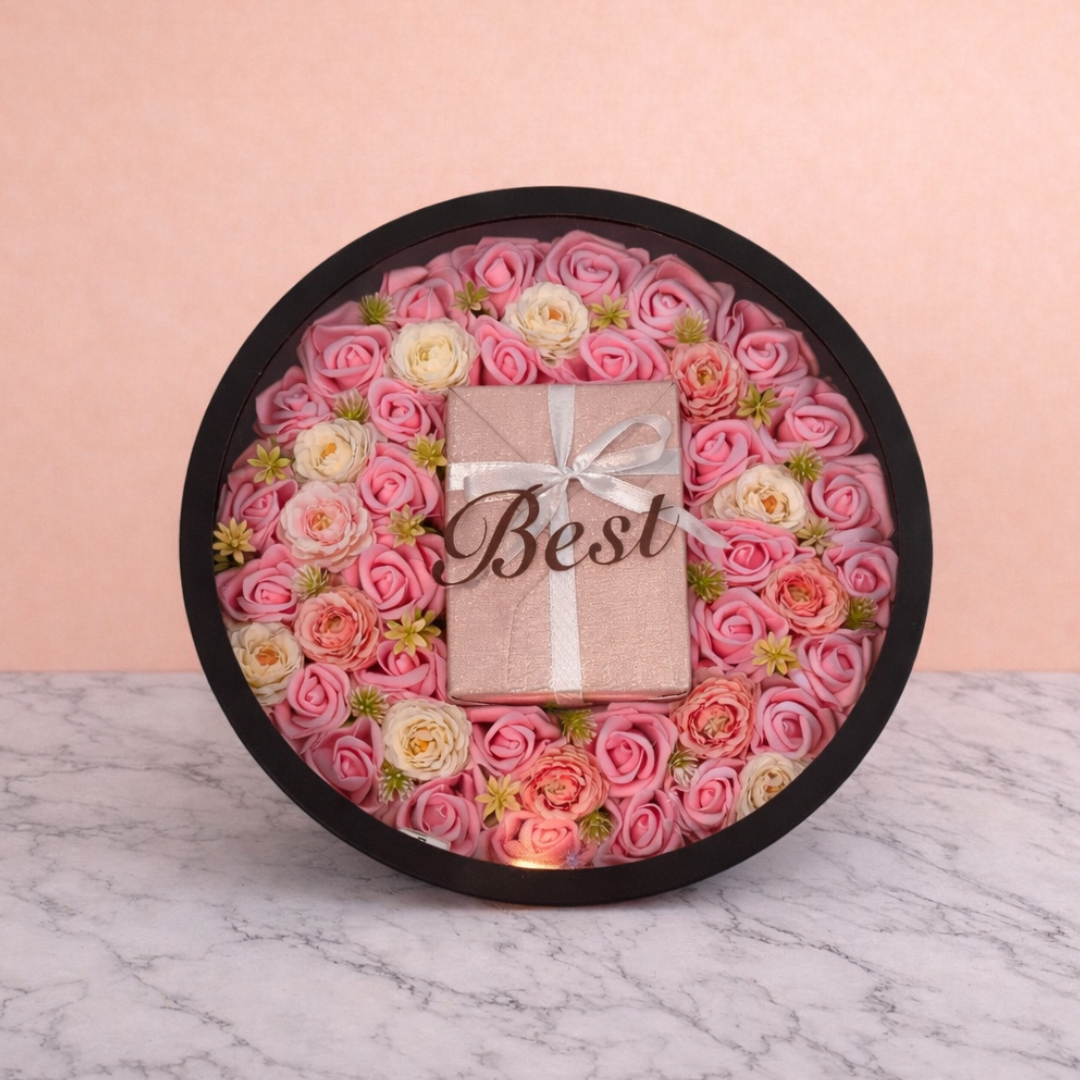 Mixed Roses Flower Black Box with Light | Custom Mother’s Day Gift