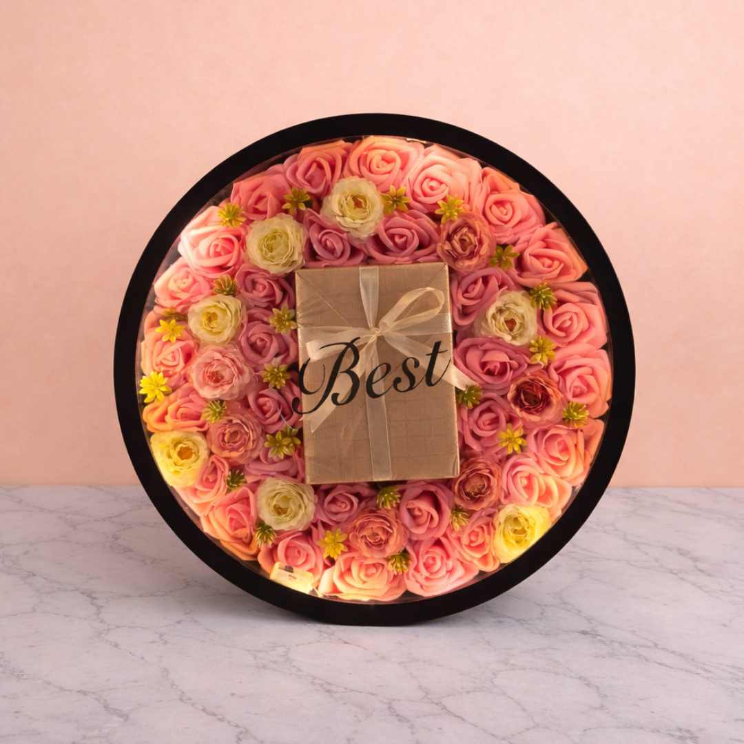 Mixed Roses Flower Black Box with Light | Custom Mother’s Day Gift