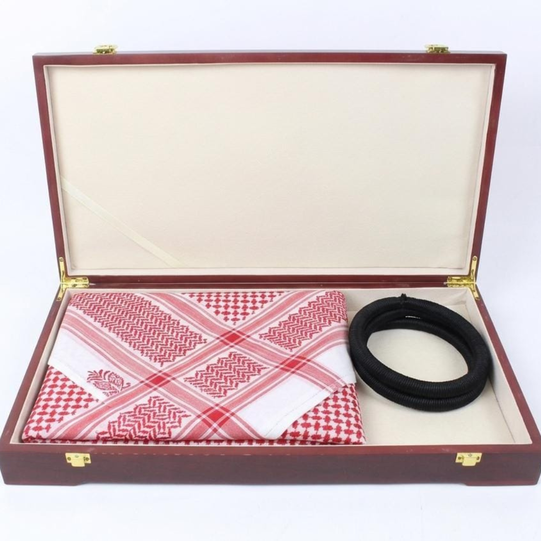 Traditional Red & White Shemagh & Agal Gift Set | Arabian Headscarf