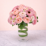 Artificial Pink Flower Arrangement in Glass Vase | Elegant Floral Décor