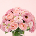 Artificial Pink Flower Arrangement in Glass Vase | Elegant Floral Décor