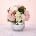 Artificial Pink Hydrangea Arrangement in Mercury Glass Vase | Elegant Décor