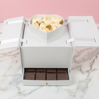 Square Surprise Flower Box with Heart Top & Chocolate Drawer