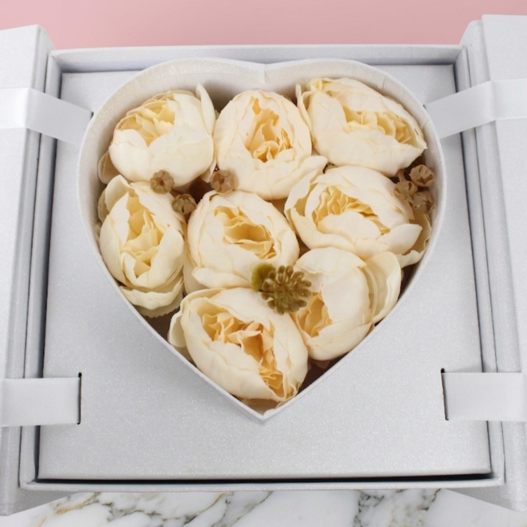 Square Surprise Flower Box with Heart Top & Chocolate Drawer