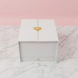 Square Surprise Flower Box with Heart Top & Chocolate Drawer