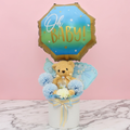 “Oh Baby” Air Balloon Gift Set with Teddy Bear & Flowers for Baby Boy