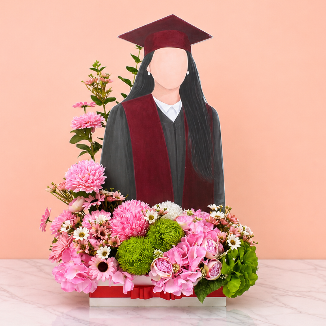 Pink Chrysanthemum Artificial Floral Arrangement for Graduation