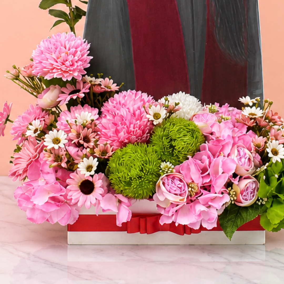 Pink Chrysanthemum Artificial Floral Arrangement for Graduation