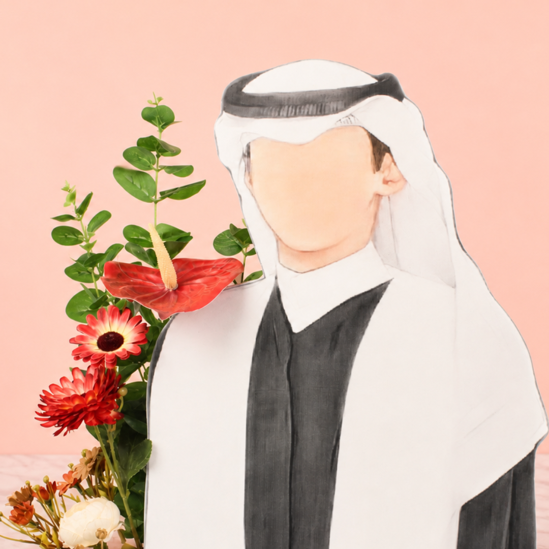 Personalized Graduation Flower Arrangement with Arab Attire Cut-Out