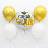 5-Piece Gold & White “Congrats Grad” Graduation Balloon Bouquet