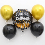 5-Piece Black & Gold “Congrats Grad” Graduation Balloon Bouquet