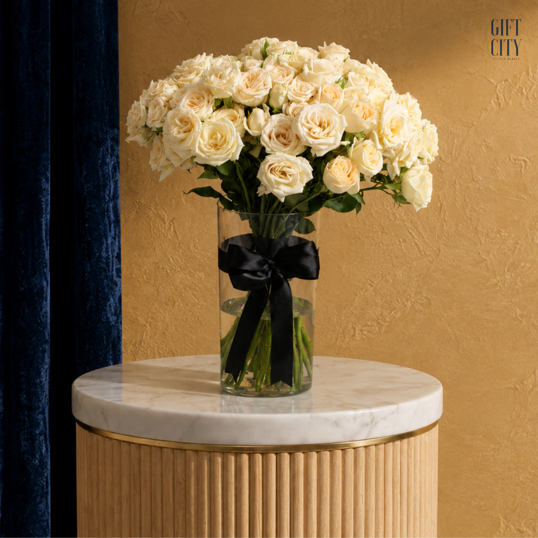 Premium 25-Piece Baby Rose Vase Bouquet | Elegant Floral Arrangement