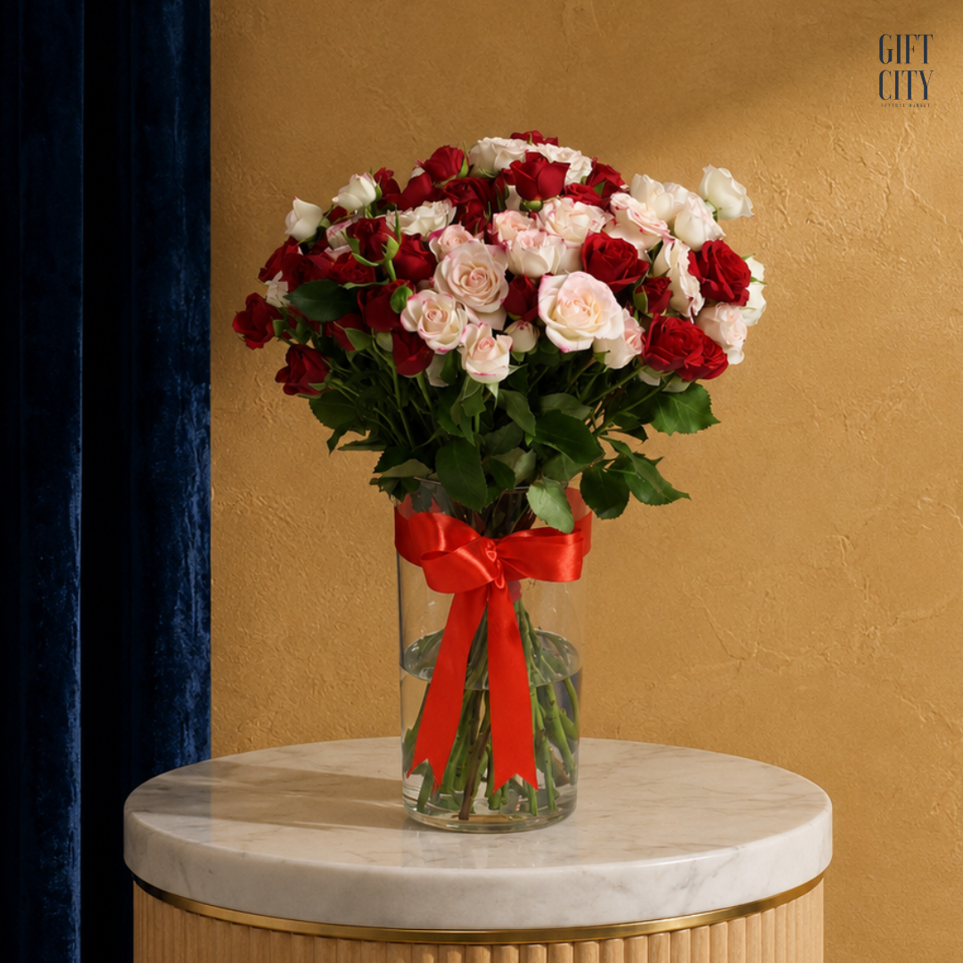 Premium 25-Piece Baby Rose Vase Bouquet | Elegant Floral Arrangement