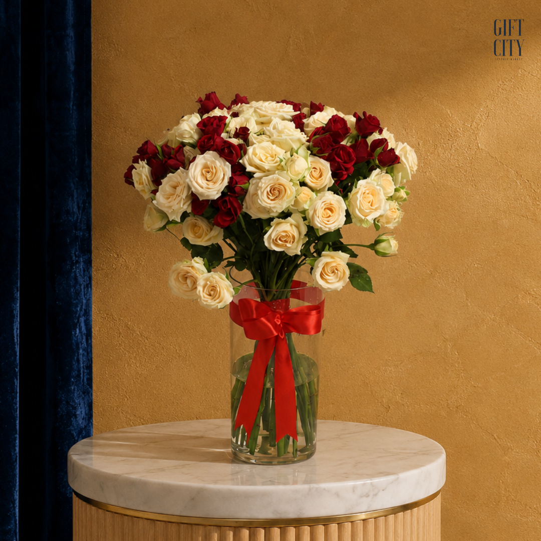 Premium 25-Piece Baby Rose Vase Bouquet | Elegant Floral Arrangement