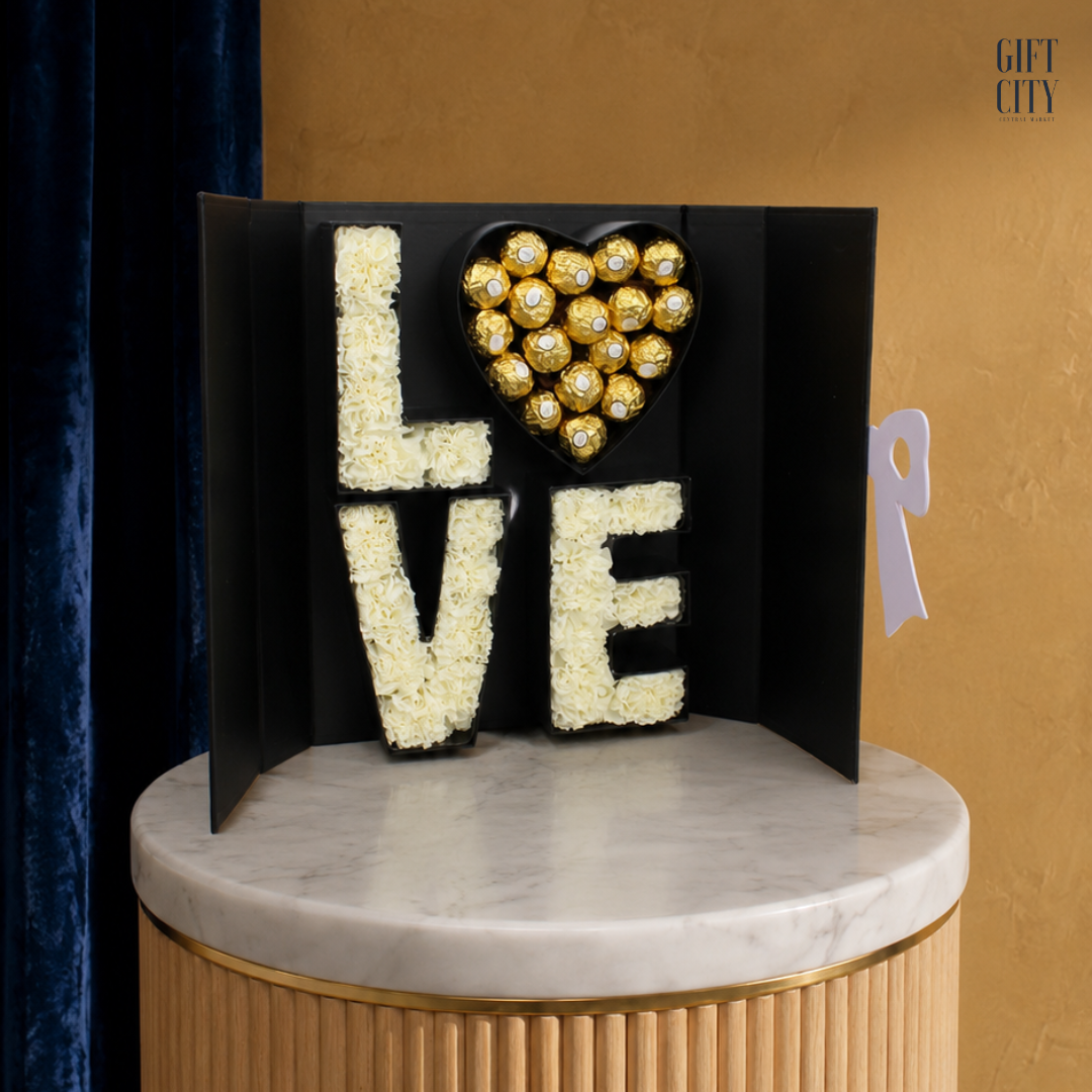 Exclusive LOVE Box with Ferrero Rocher & Carnations