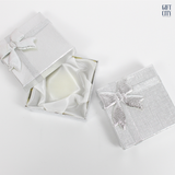 Silver Jewelry Gift Box with Ribbon 8.5x8.5x2.5cm | 12 Pc Pack