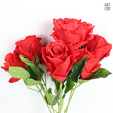 Artificial Red Rose Bunch 7 Pc | Realistic Silk Rose Bouquet