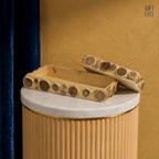 Rustic Rectangle Tray Box Set with Decorative Wood Circle Design – 2 Pieces