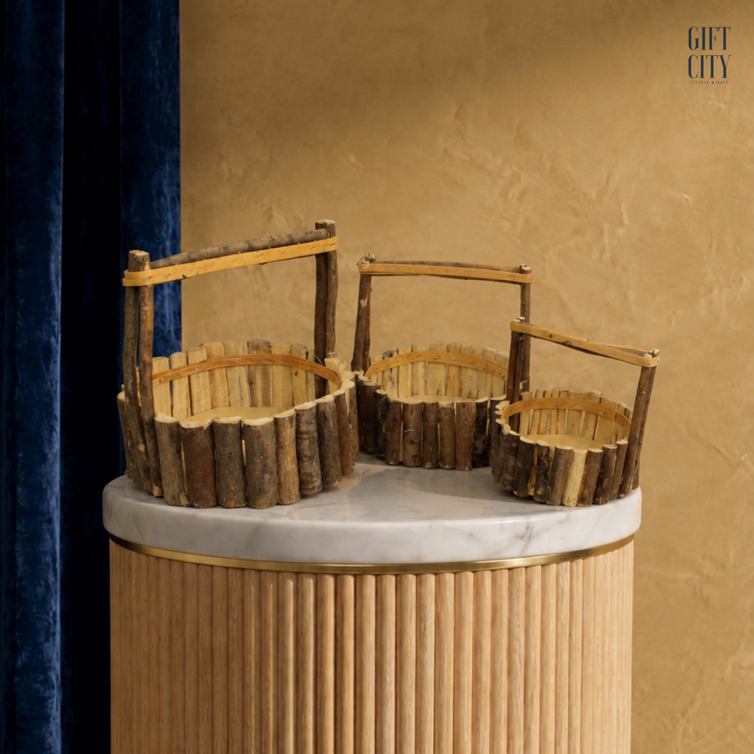 Nesting Miniature Wooden Wishing Well Planters | Rustic Yard Decoration Set