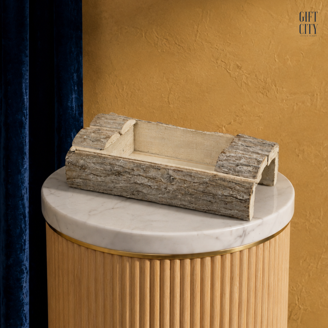 Rustic Faux Log Planter Box 40 x 20 cm | Decorative Wood Bark Flower Pot