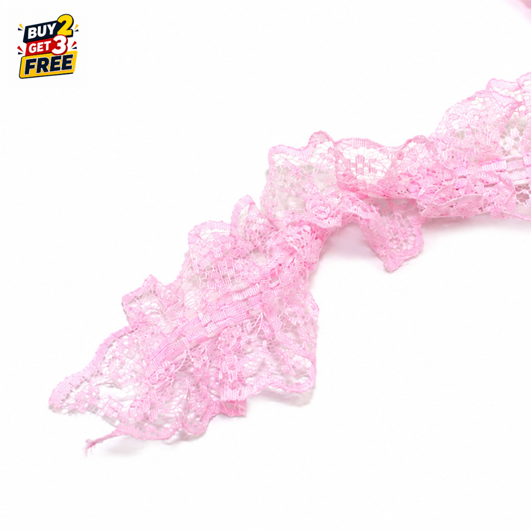 Pleated Organza Ruffled Lace Trim with Metallic Silver Edge Accent – 15 Yards