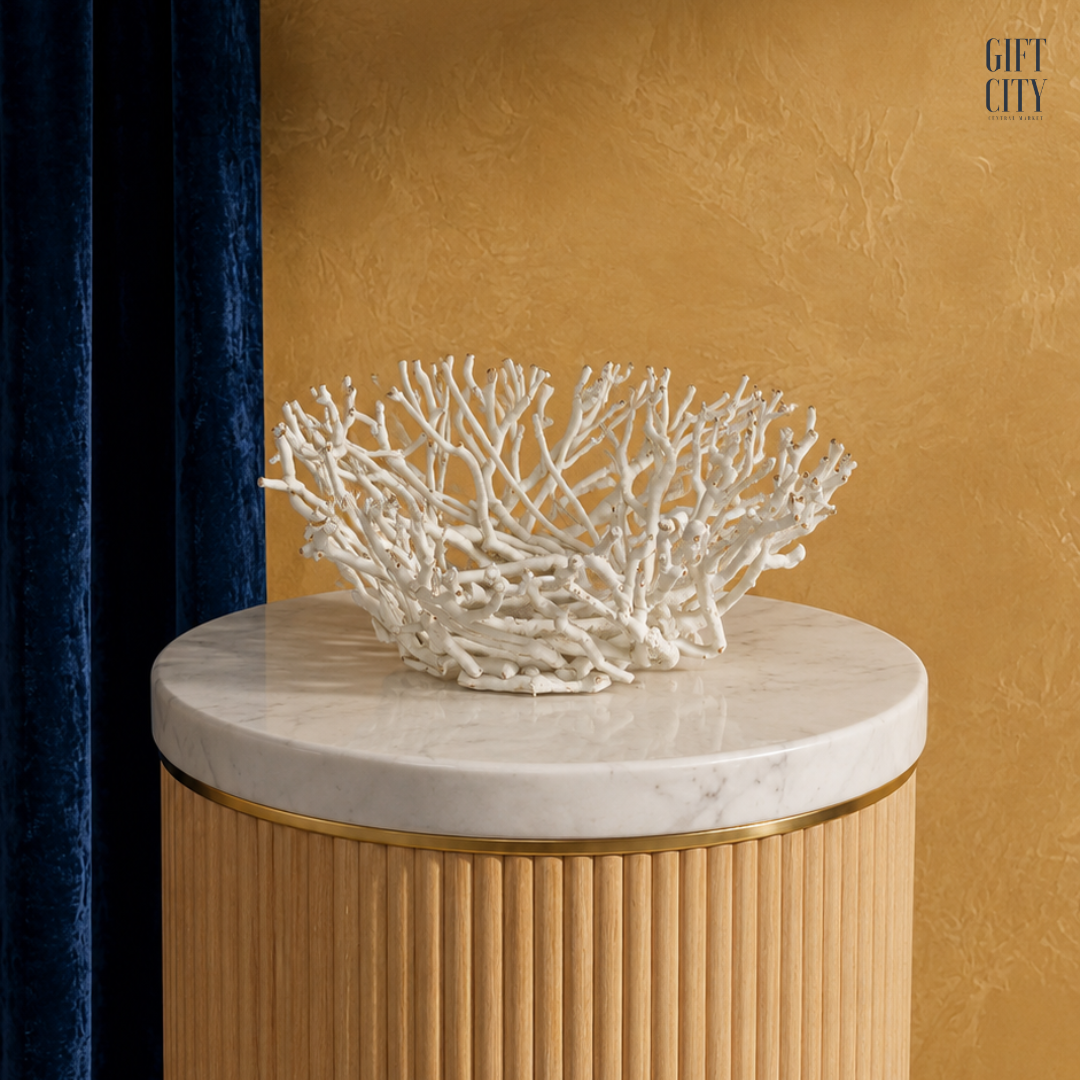White Coral Decorative Bowl – Modern Coastal Centerpiece