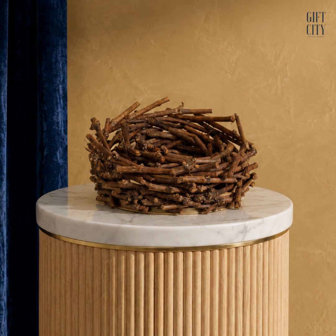 Rustic Round Twig Basket Set | Natural Nest Planters & Decorative Baskets