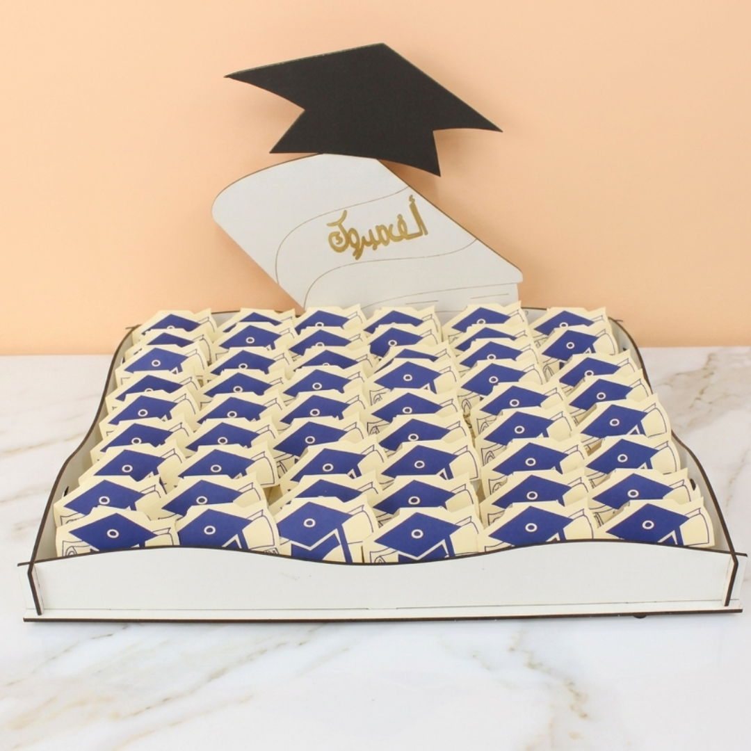Graduation Tray with 54 Foldable Paper Chocolate Boxes