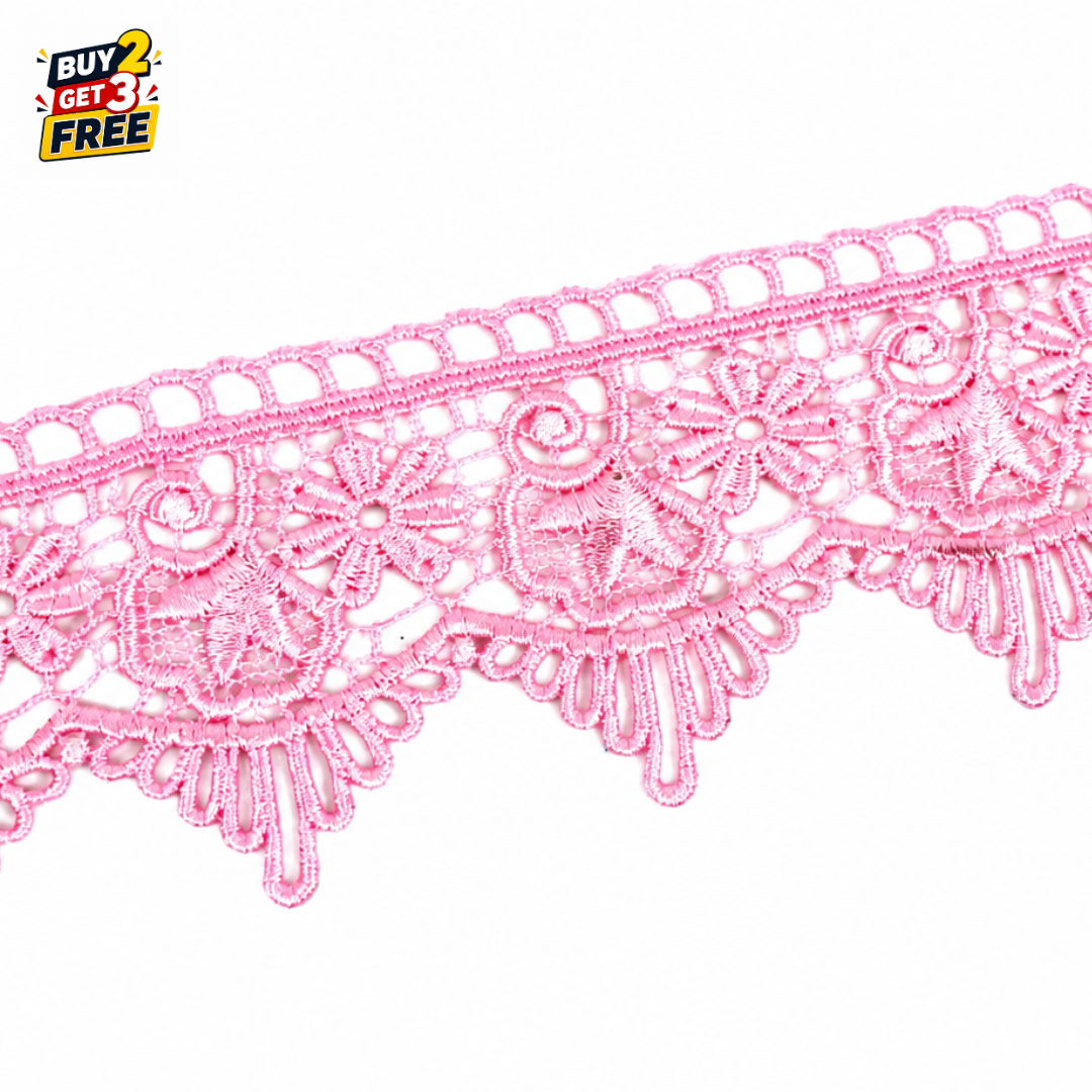 Venice Lace Trim Scalloped Floral Embroidered Guipure Lace Ribbon 15 Yard