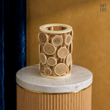 Rustic Pine Wood Log Slice Candle Lantern Round 14 x 21 cm