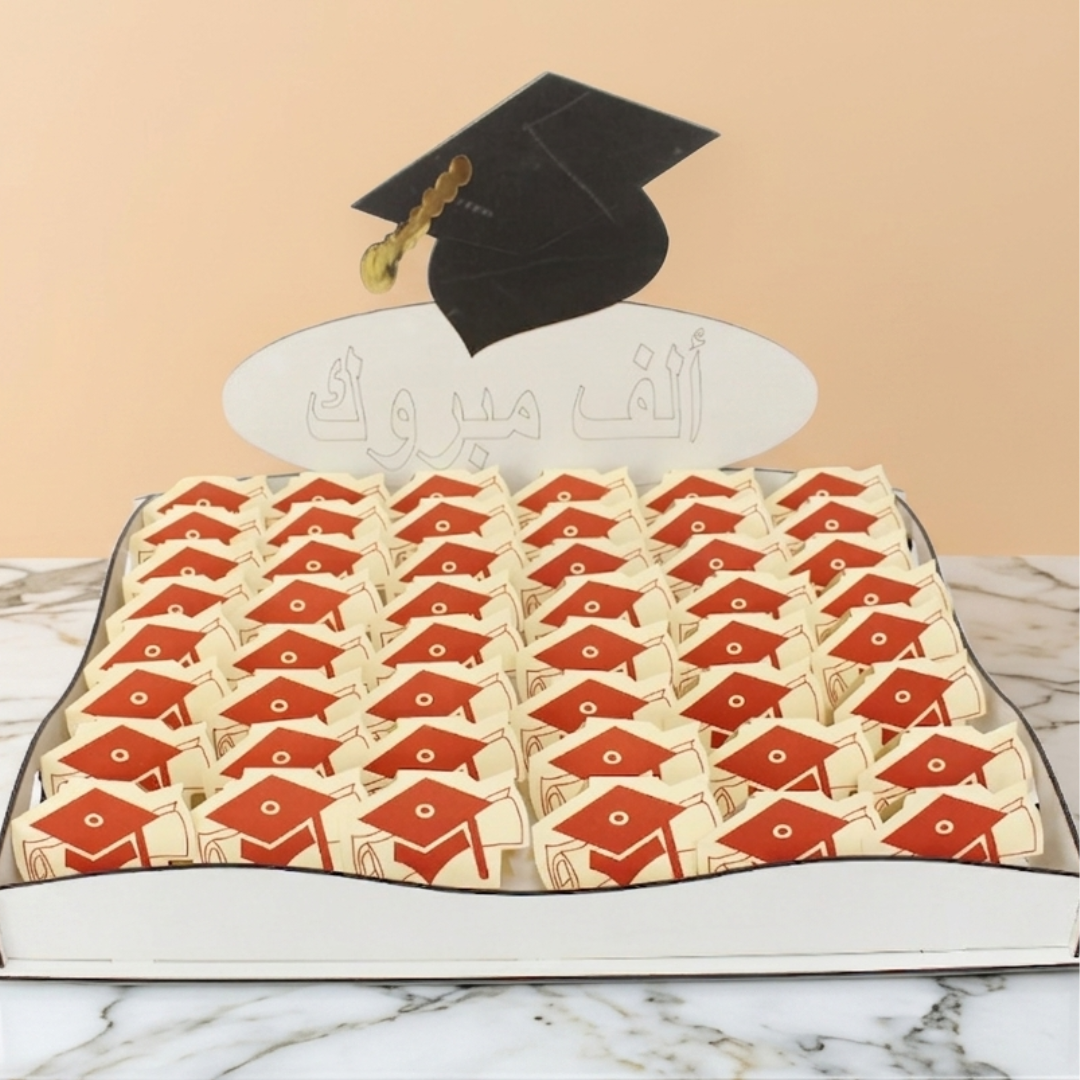 Graduation Tray with 54 Foldable Paper Chocolate Boxes