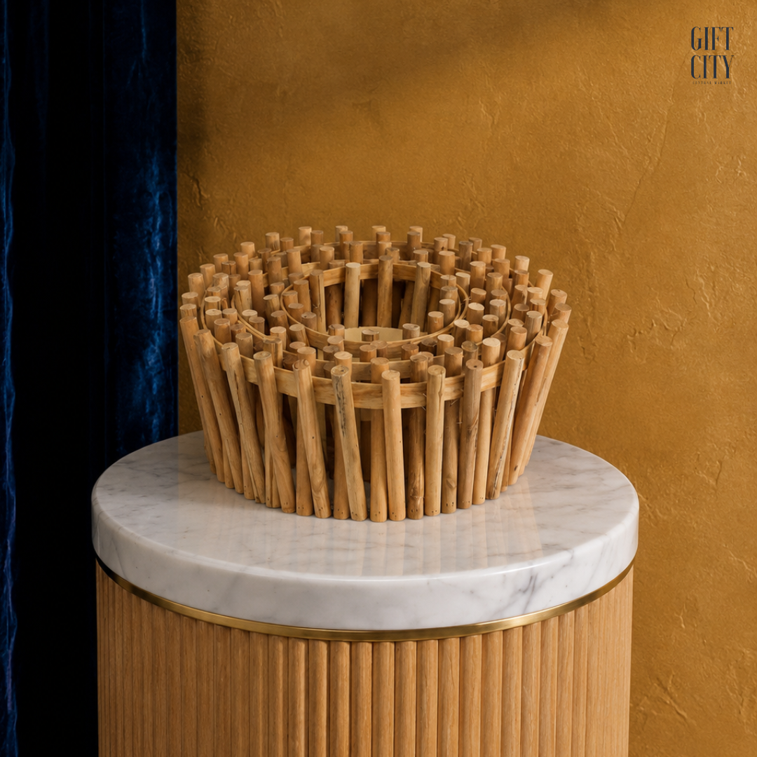 3-Piece Wooden Fruit Basket Set | Rustic Decorative Bamboo Tableware