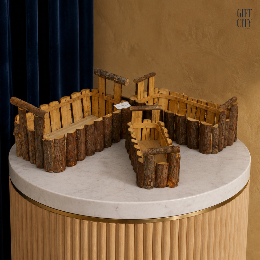 Rustic Wooden Log Planter Box Set with Handles | 3-Piece Decorative Planter Collection