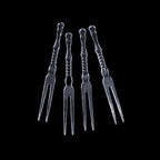transparent plastic fruit forks, disposable fruit forks, clear appetizer forks, plastic serving forks, fruit forks 50 pack