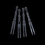 transparent plastic fruit forks, disposable fruit forks, clear appetizer forks, plastic serving forks, fruit forks 50 pack