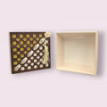 wedding gift box with wooden cover, square gift box with glitter, elegant wedding favor box, luxury gift packaging