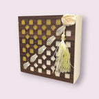 Wedding Square Gift Box with Wooden Cover with Glitter | Elegant Gift Packaging
