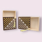 Wedding Square Gift Box with Wooden Cover with Glitter | Elegant Gift Packaging
