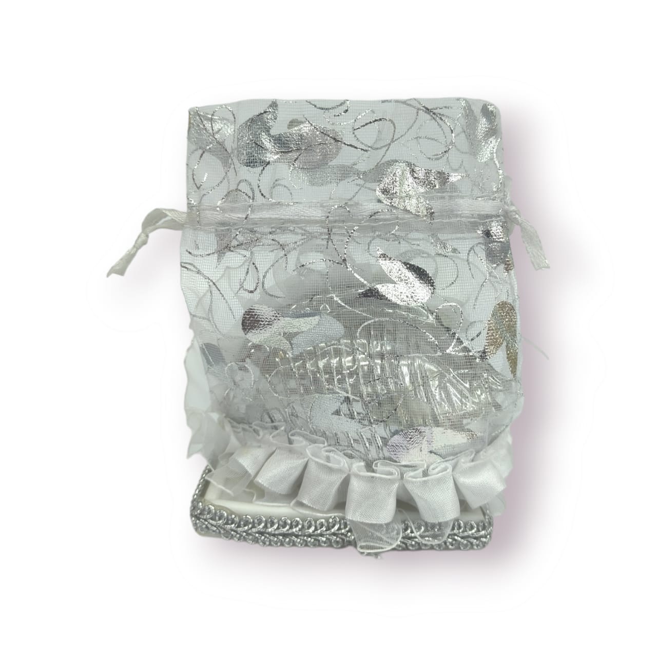 Shell Shape Chocolate Organza Bag Silver (12PC) | Elegant Gift Presentation
