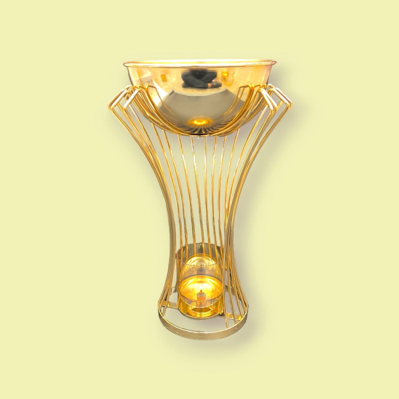Gold Vase with Candle Holder - 1 pc
