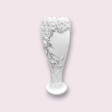 Elegant White Polystone Vase with Rose Flower Design 30x124cm