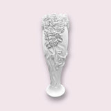Elegant White Polystone Vase with Rose Flower Design 28x105cm