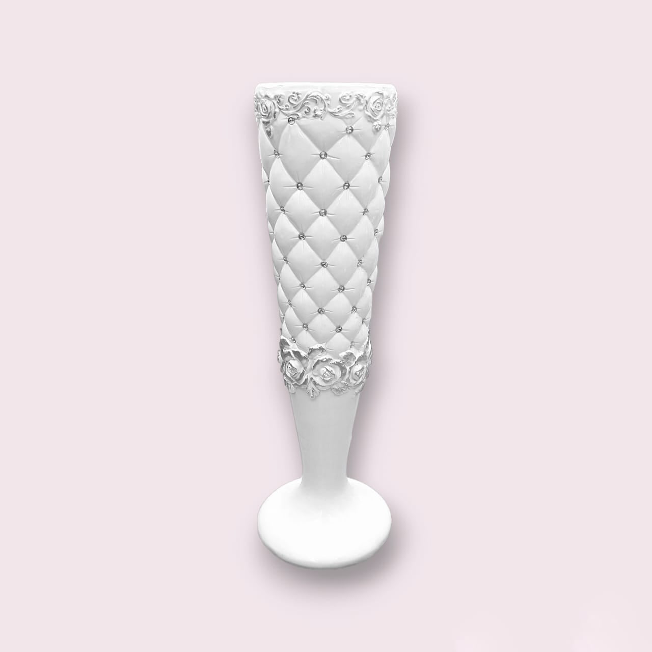 Elegant White Polystone Vase 20x77 cm| Modern Minimalist Decor