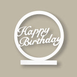 round happy birthday wood sign, wooden birthday sign, round shape birthday sign, happy birthday word letter cut, festive birthday decor, wooden party sign