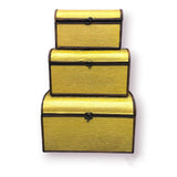 gold wooden treasure chest box, set of 3 wooden boxes, empty wooden chest, decorative storage boxes, gold treasure chest, wooden gift box set