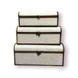 silver wooden treasure chest box, set of 3 wooden boxes, empty wooden chest, decorative storage boxes, silver treasure chest, wooden gift box set