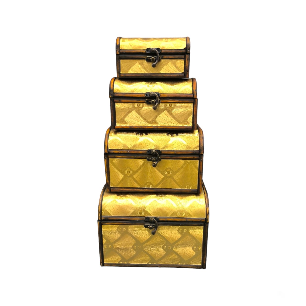 Set of 4 Wooden Treasure Chest Box | Decorative Storage & Gift Boxes ...