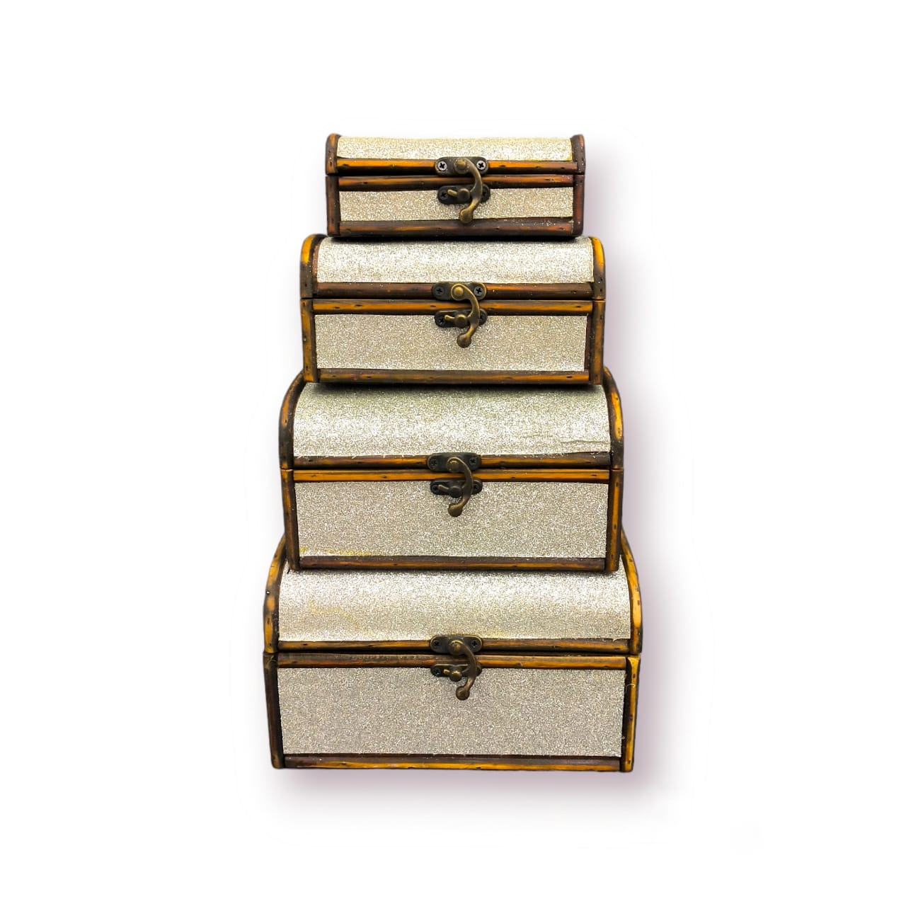 wooden treasure chest box, set of 4 wooden boxes, empty wooden chest, decorative storage boxes, rustic treasure chest, wooden gift box set