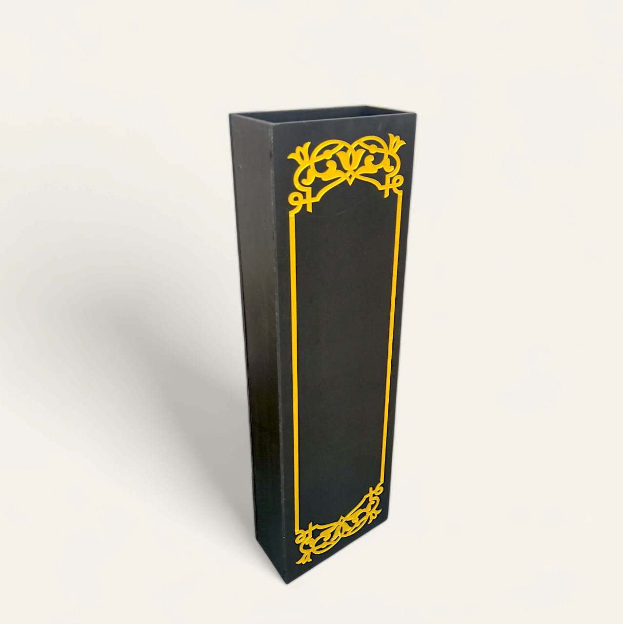 WPC Black Rectangle Box with Gold Acrylic Frame for Flower Arrangements & Event Decor | 80x24x10.5cm